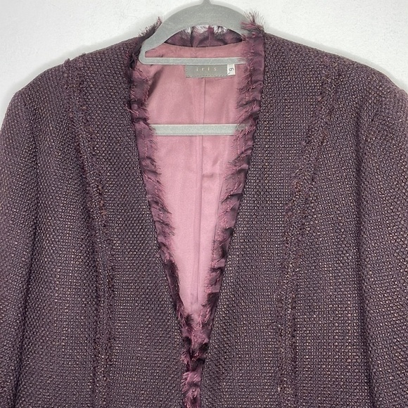 IRIS eggplant tweed fringe blazer - Picture 2 of 10